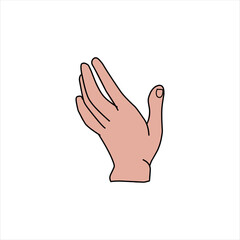 Aquarium Hand vector illustration. Female hands holding and pointing gesture, crossed fingers, fist, peace and thumbs up. Cartoon human palm and wrist vector set. hand sign language for the deaf