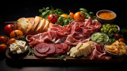 Overhead shot of a selection of prosciutto