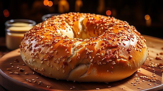 Image of a dry bagel with a background