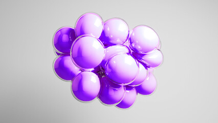 Purple colored bubbles floating against grey background.