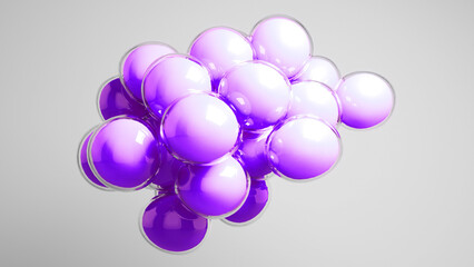 Purple colored bubbles floating against grey background.