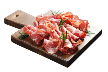 Cured Meat Platter, Coppa with Spices, Italian Antipasto, Appetizer over White Background