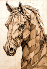 Artistic Line Art Horse, Colorful Equine Creation, Vibrant Horse Illustration, Dynamic Horse Design, Expressive Equine Palette.