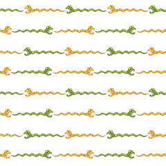Snakes in cartoon style, seamless pattern. Snakes vector illustration.