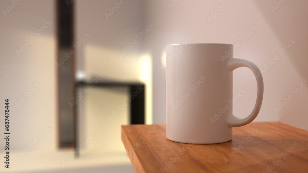 Poster premium mug mock-up file with a simple and harmonious background, perfect for showcasing your brandi