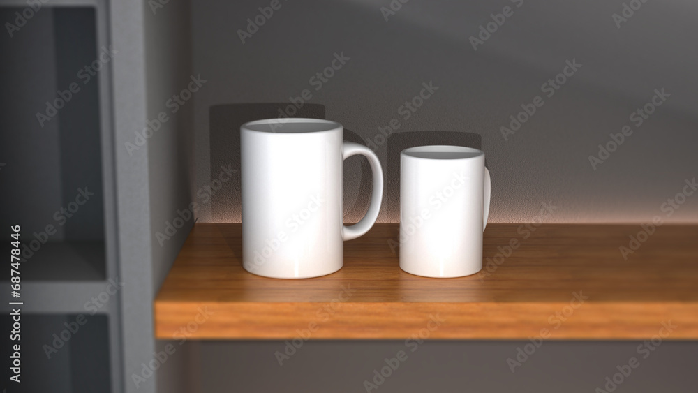 Poster premium mug mock-up file with a simple and harmonious background, perfect for showcasing your brandi