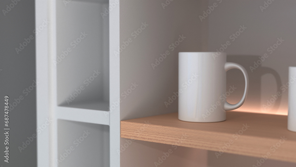 Poster premium mug mock-up file with a simple and harmonious background, perfect for showcasing your brandi