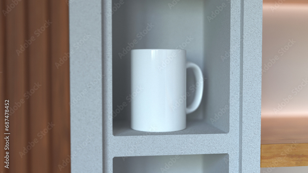 Poster premium mug mock-up file with a simple and harmonious background, perfect for showcasing your brandi
