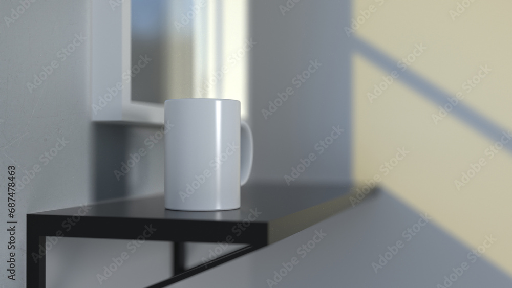 Poster premium mug mock-up file with a simple and harmonious background, perfect for showcasing your brandi