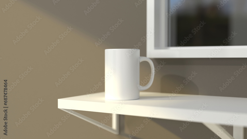 Poster premium mug mock-up file with a simple and harmonious background, perfect for showcasing your brandi