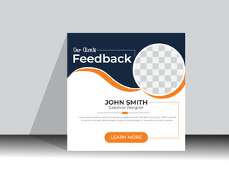 Modern Client testimonials or customer feedback social media post web banner template.