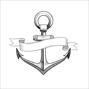 hand drawn nautical sea anchor