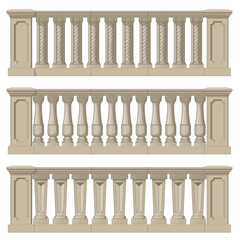 Outdoor and park elements balustrade , set of landscape