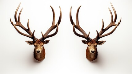 Reindeer horns deer antlers isolated on white background
