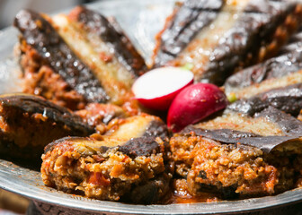 Kebab with egg-plant