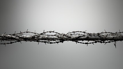 Stretched barbed wire isolated on a white background