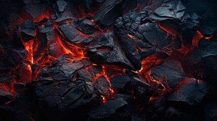 Texture of volcanic stones and red lava - obrazy, fototapety, plakaty
