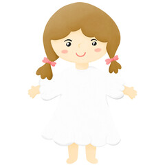 Hand drawn cute girl png illustration .