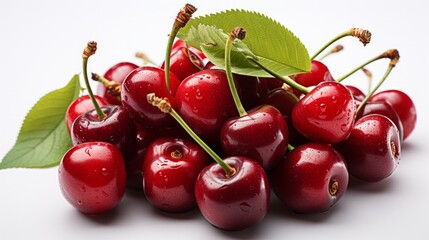 Fresh ripe sweet cherries isolated on a white background