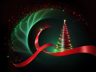New Year, Christmas - Christmas tree and Christmas decorations, festive background - AI generative art