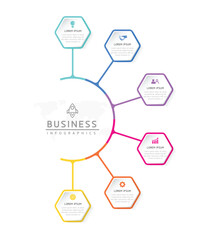 Vector infographic business presentation template connected with 6 options