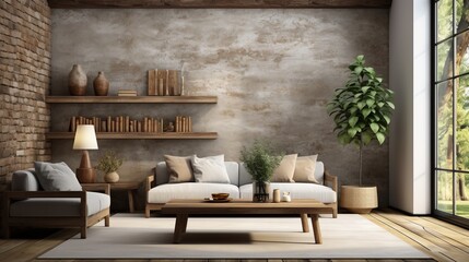 Rustic-style modern minimal home interior design