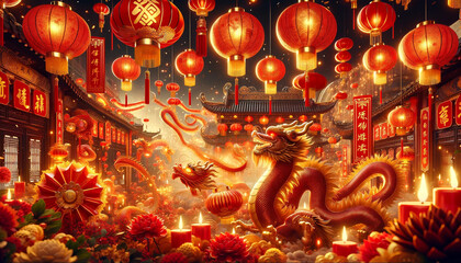 Obraz na płótnie Canvas chinese new year dragon