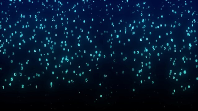 Matrix background. Cyber security with binary code. Rapidly falling randomly blue numbers. Decoding algorithms hacked software. Big data visualization. 3D rendering.
