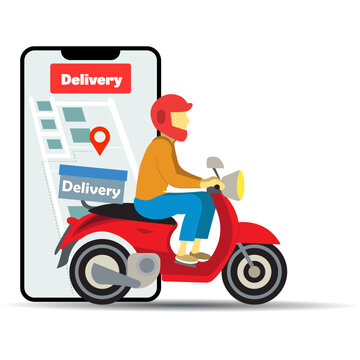 Online Delivery Concept from Mobile to Motorbike