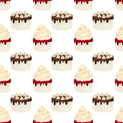  pattern cake illustration drawn in watercolor, sponge cake with cream and icing