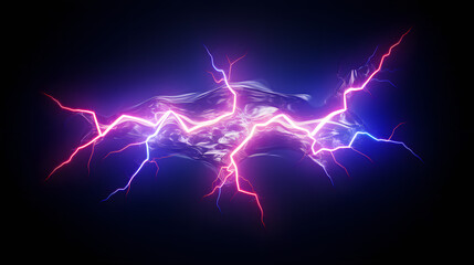 3D lightning bolt pattern with dynamic electric energy - obrazy, fototapety, plakaty