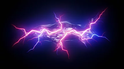 Foto op Aluminium 3D lightning bolt pattern with dynamic electric energy © Viktoria