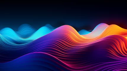 Poster Trendy and bright abstract wave background. Colorful waving folds in neon color palette © Leon K