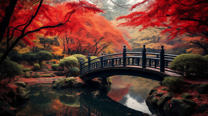 秋の橋 | Bridge in autumn Generative AI