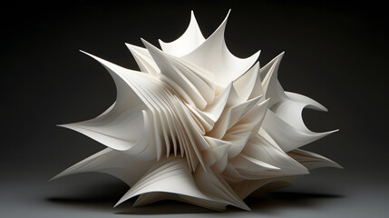Sculptural 3D origami pattern with soft shadows