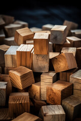 Small Wooden cubes on floor.