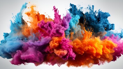Fototapeta na wymiar Explosion of colorful powders isolated on white back