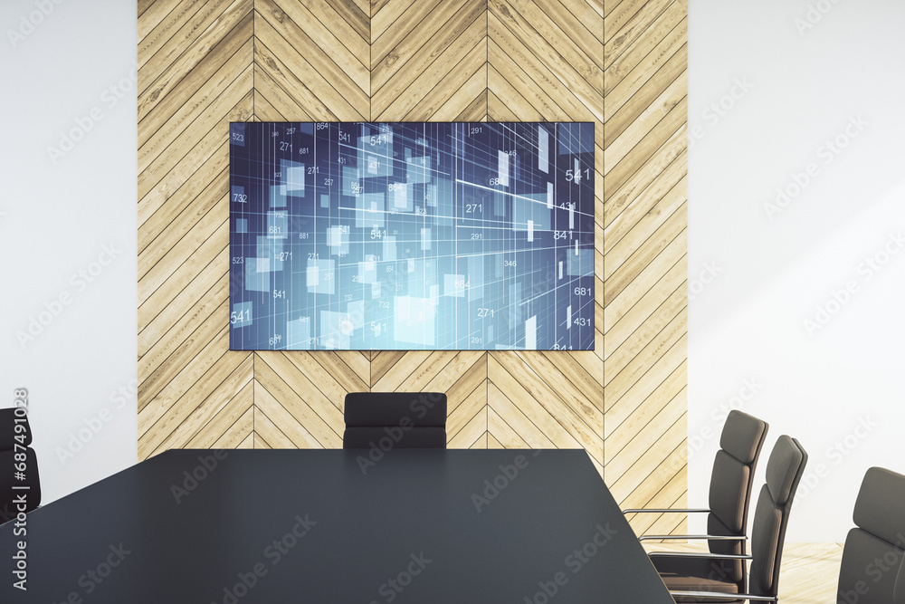 Aufkleber abstract graphic data spreadsheet sketch on tv display in a modern presentation room, analytics and 
