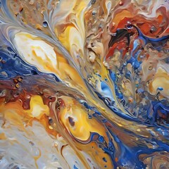 A visually mesmerizing representation of fluid dynamics, using abstract shapes and vibrant colors to convey the beauty of liquid movement