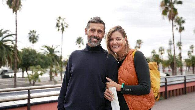 Portrait of 40 years smiling couple enjoying a weekend together