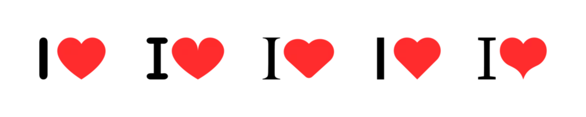Poster Set of I love lettering icons vector. Red heart. Vector 10 Eps. © Міша Герба
