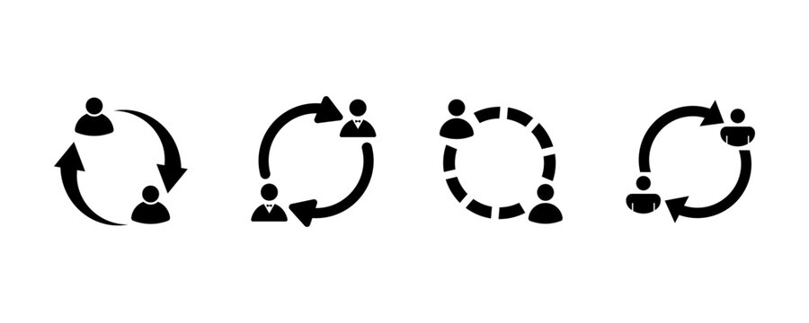 Set of replace persons vector icons. Switch account. Replacement user. Substitute people.