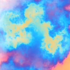 Fractal render, abstract fantasy background of colorful sky with colorful clouds