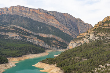 Aerial view of amazing Congost de Mont-rebei , Spain, Europe