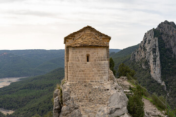 Beautiful Ermita of Mare de Deu de la Pertusa in Congost de Mont Rebei