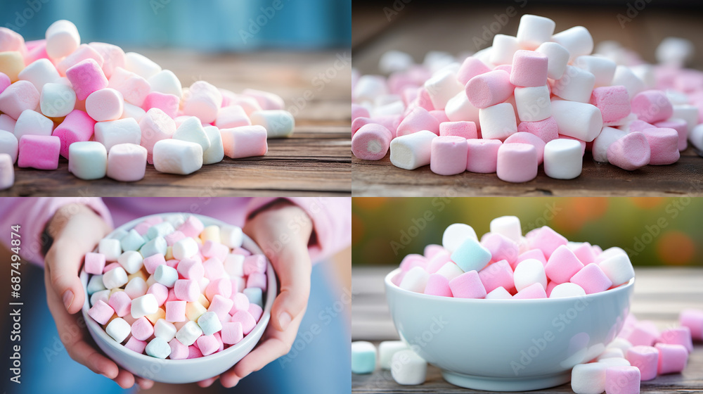 Poster pink and white marshmallows