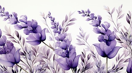 Lavender painted in watercolor forming a seamless