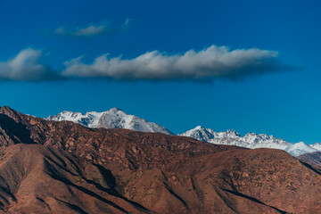Beautiful landscape with snowy mountains