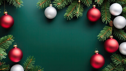 Green Background with Red and White Ornaments