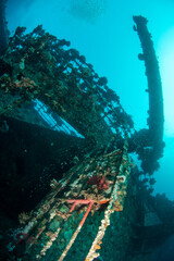 View over the fouled deck and side passeges with handrails, MV Salem Express shipwreck, Red Sea, Egypt